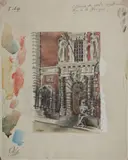 Caserne des Gardes Républicains, rue de La Banque by Louis Touchagues, Aquarelle, sold Jul 2022
