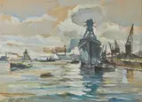 Brest by Lucien-Victor Delpy, 1935, Gouache et aquarelle, sold Jun 2022