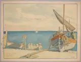 Bateau et ses pêcheurs by Tony Minartz, Aquarelle, sold Jun 2022