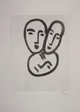 Trois têtes ; À l'amitié. (Masques d'Apollinaire, Matisse et Rouveyre). 1951-1952 by Henri Matisse, Aquatinte, sold Jun 2022
