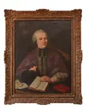 Portrait de M. de Pradine, aumônier de la comtesse d'Artois by Adolf Ulrik Wertmüller, Toile et châssis d'origine, sold Jun 2022