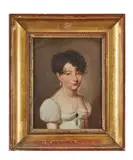Portrait de jeune femme en robe blanche by Louis-Léopold Boilly, Toile et châssis d'origine (Restaurations anciennes, sold Jun 2022