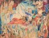 Les trompettes de la Renommée by Frank-Will, Aquarelle et gouache sur traits de crayon, sold Dec 2019