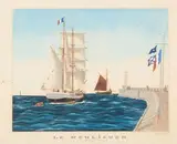 Le Pouliguen, départ d'un brick-goëlette chargé de sel by Gilbert Pajot, Gouache, sold Dec 2019