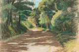 Creuse, chemin ombragé by Eugène Alluaud, Pastel, sold Dec 2019