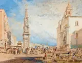 Vue de la Piazza Portosalvo à Naples by Achille Vianelli, 1869, Aquarelle, sold Dec 2019