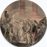 Sacrifice d'Iphigénie by Jacques Gamelin, 1793, Plume et aquarelle, sold Oct 2019
