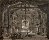 Projet pour un décor pour Robert le Diable de Meyerbeer, au Théâtre des Arts de Rouen by Edme Dumée, Crayon noir et rehauts de gouache blanche, sold Oct 2019