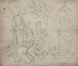 Cérémonie antique by Auguste Couder, Crayon noir, annoté «Couder» en bas à droite, sold Oct 2019