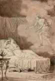 Le songe d'Hélène by Charles Etienne Leguay, Crayon noir et lavis brun, sold Oct 2019