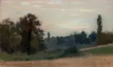 Paysage à la tombée du jour by Joseph Delattre, Pastel, sold Oct 2019