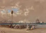 Cherbourg, vue du fort by Charles Louis Mozin, Aquarelle et gouache, sold Oct 2019