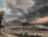Effet d'orage sur l'Assemblée Nationale by Jacques Champin, Aquarelle, sold Oct 2019