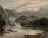 Le campement en bord de rivière by Jacques Champin, Aquarelle, sold Oct 2019