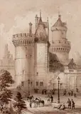 Le château des Ducs à Alençon by Adolphe Rouargue, Lavis d'encre rehaussé de gouache, sold Oct 2019