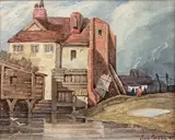 Lavandière étendant son linge by Eugène Ciceri, 1861, Gouache, sold Oct 2019