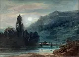 Le pont sur la rivière by Eugène Ciceri, Gouache, sold Oct 2019