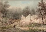 Le peintre sur le motif by Eugène Ciceri, 1859, Aquarelle, sold Oct 2019