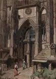 Rouen, l'église Saint-Vincent by Adolphe Hervier, 1866, Aquarelle, sold Oct 2019