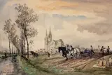Chartres, les laboureurs by Frank-Will, Aquarelle gouachée, sold Oct 2019