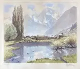 Route de Courchevel, lac du Praz by Joanny Drevet, Aquatinte en couleur, sold Jun 2020