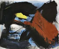 Composition by Gérard Ernest Schneider, 1964, Gouache sur papier marouflée sur toile, sold Feb 2020