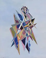Composition by Michel Moreno, 1987, Gouache sur carton, sold Feb 2020