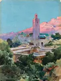 Vue de Fez by Ernest Louis Lessieux, Aquarelle sur traits de crayon noir, sold Dec 2019