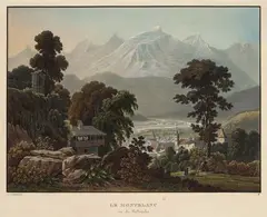 Le Mont-blanc vu de Sallanche 1826 by Samuel Birmann, Aquatinte gouachée, sold Dec 2019