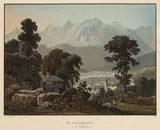 Le Mont-blanc vu de Sallanche 1826 by Samuel Birmann, Aquatinte gouachée, sold Dec 2019