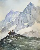 Randonneurs au Plan de l'Aiguille by Fred Money, Aquarelle, sold Dec 2019