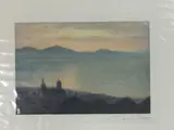 Soir sur Lausanne by Edgard Bouillette, Aquatinte en couleur, sold Dec 2019