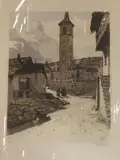 L'église de Tignes by Joanny Drevet, Aquatinte en couleur, sold Dec 2019