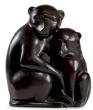 Duo de singes by David Mesly, Épreuve en bronze à patine brune, sold Nov 2019