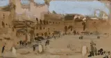 Place animée by Pierre Eugène Montézin, Gouache, sold Oct 2019