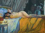 Nu alangui by Louis Fortuney, Pastel signé en bas à gauche, sold Oct 2019
