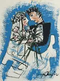 Les mariés by Jacques Chapiro, Gouache, sold Oct 2019