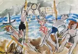 Scène de plage by Jacques Chapiro, Aquarelle signée en bas en gauche, sold Oct 2019