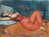 Ottomane allongée by Celso Lagar Arroyo, Aquarelle gouachée, sold Oct 2019