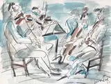 L'orchestre de chambre by Gen Paul, 1938, Aquarelle gouachée, sold Oct 2019