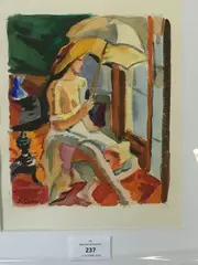 Le modèle à l'ombrelle by Pierre Cornu, Aquarelle signée en bas à gauche, sold Oct 2019