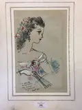 Magdeleine en buste à l'éventail by André Dignimont, 1945, Aquarelle gouachée signée, sold Oct 2019