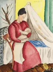 Maternité, circa 1919/20 by Alice Halicka, Aquarelle, sold Oct 2019