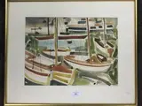 Le port by Pierrre Gaillardot, Aquarelle signée en bas à droite; cachet de la kermesse aux étoiles, sold Oct 2019