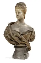 Elégant buste de femme drapé by Jules Franceschi, Marbre blanc, sold Jun 2019