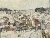 Paysage urbain by Bernard Gantner, 1959, Gouache signée et datée, sold Sep 2024