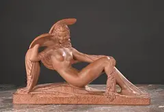 Nu à l'oiseau by Demeter H. Chipăruş, Épreuve en terre cuite patinée, sold Jun 2024
