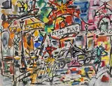 Scène de rue devant le Moulin rouge by Gen Paul, Gouache, sold Jun 2024