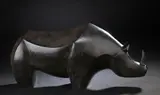 Rhinocéros by Gerard Boudon, Bronze à patine brune, sold Jun 2024