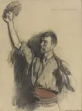 Brack débardeur by Georges Paul Leroux, Fusain, estompe et sanguine signé en bas à gauche, sold May 2024